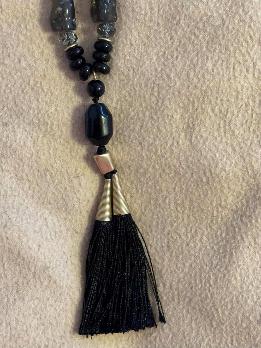 Chico’s Black Beaded Tassel Necklace - Women Jewelry, Long Line Classic. - Picture 13 of 16